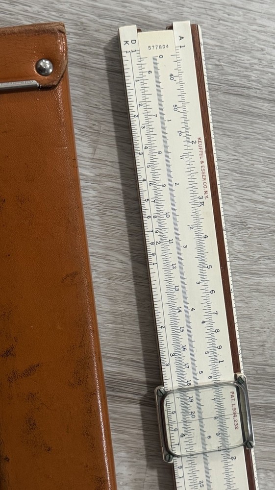 Vintage K&E (Keuffel Esser) Engineer’s Slide Rule w/ Leather Case