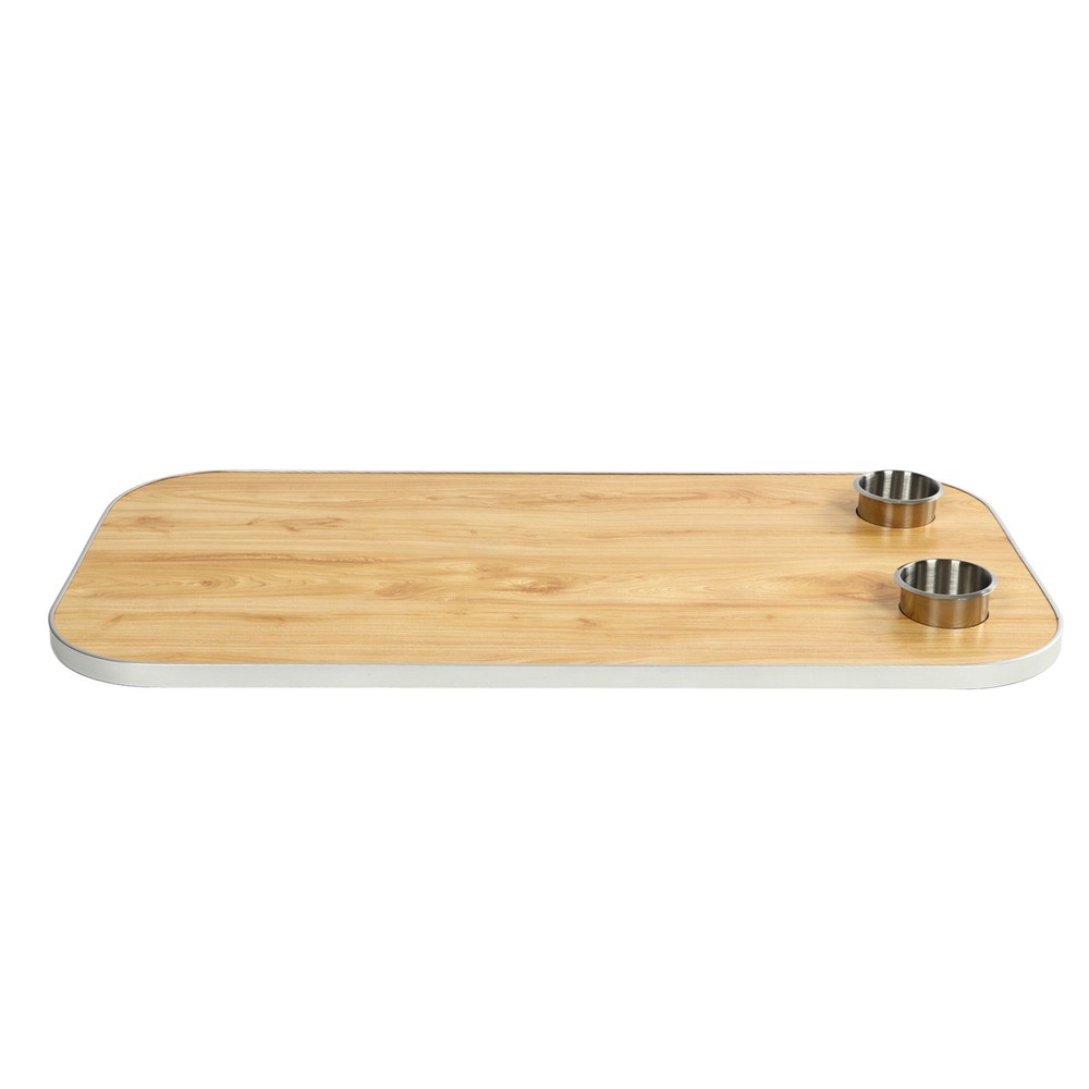 Boat Table Top With 2 Cup Holders Solid Wood Removable Desktop Panel For Caravan