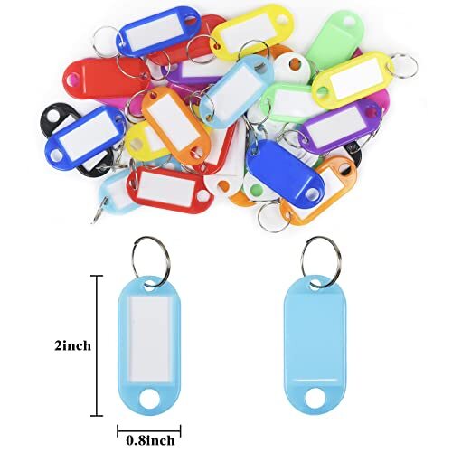 200 Pack Plastic Key Tags with Label Window and Split Key Ring Luggage Tag