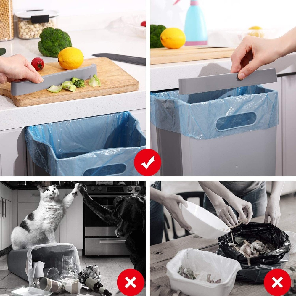 Hanging Collapsible Trash Can - 9L Wall Mounted Foldable Waste Bin for Kitche...