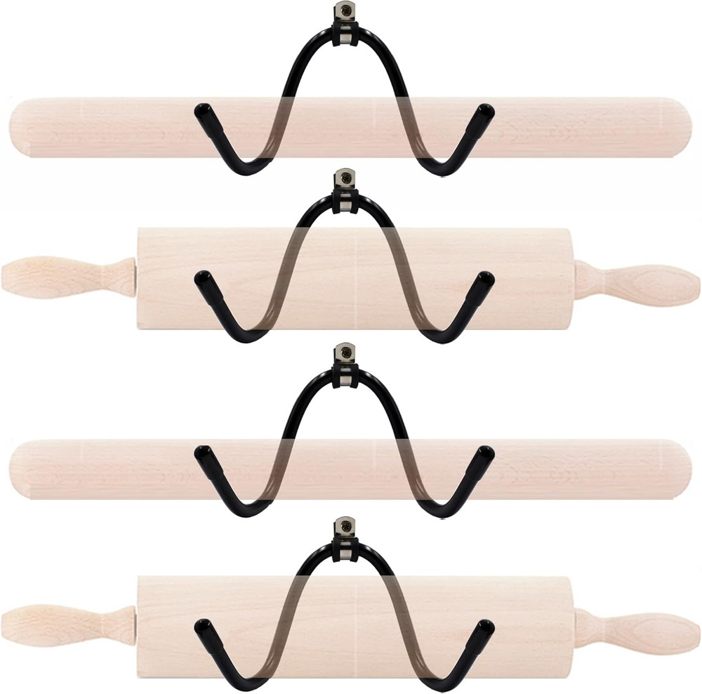 4 Pack Rolling Pin Holder Display Rack Storage for Kitchen Wall Hanging Rack
