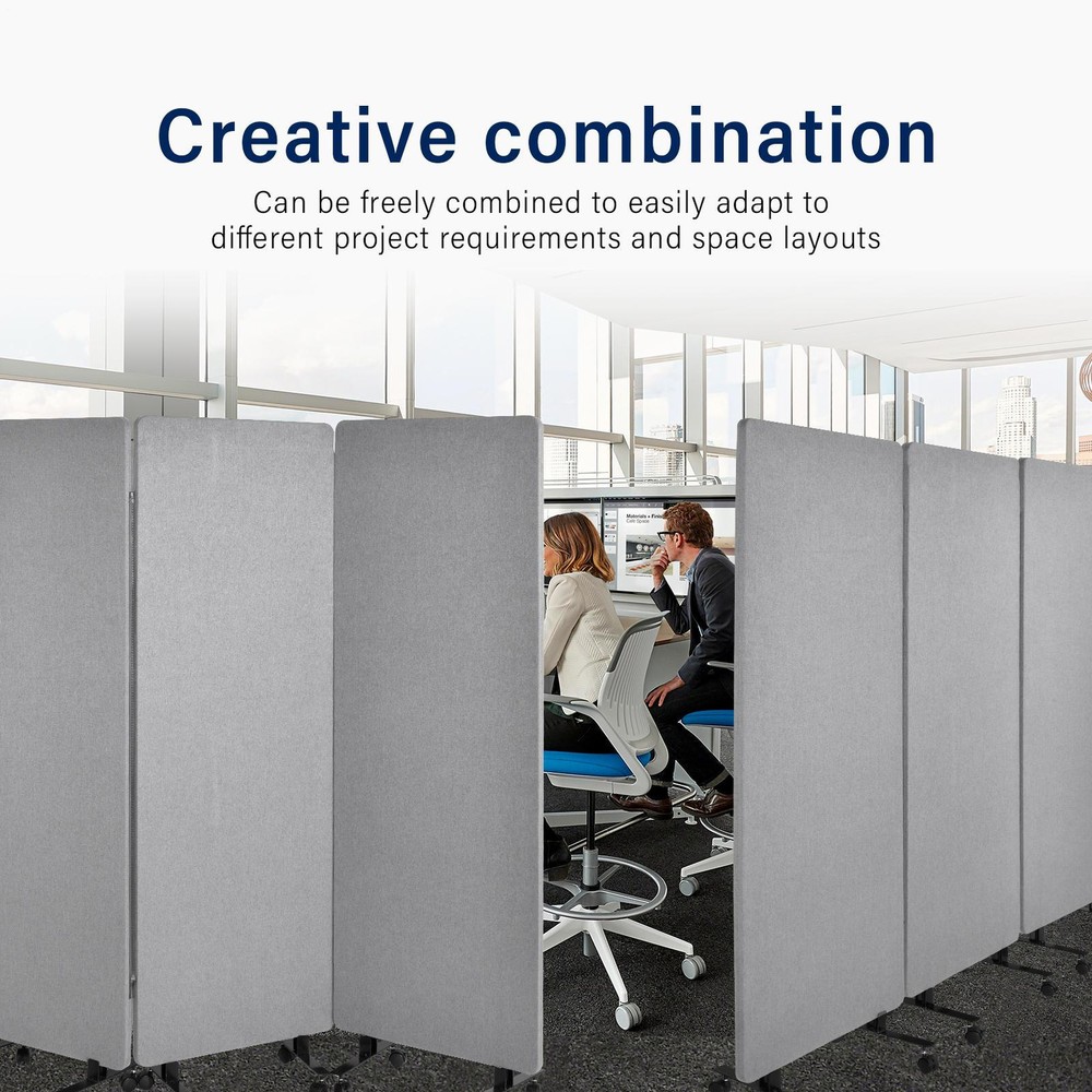 New Acoustic Room Divider Partition Panel Privacy Screen 3 Pack Medium Gray