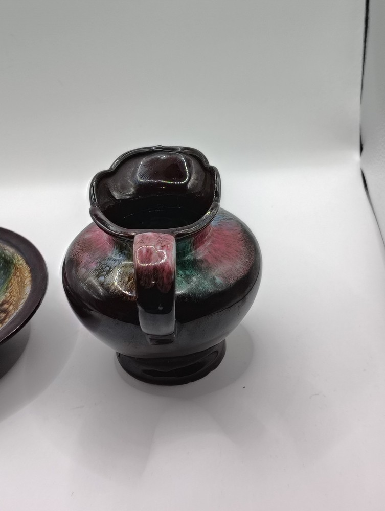 Vintage Aurora Drip Glaze Pitcher & Underplate