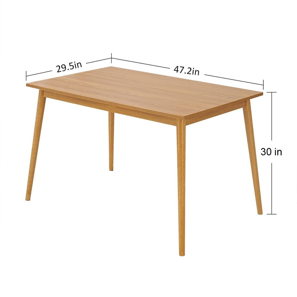 Panana Modern Dining Table 47 Inch Kitchen Table with Solid Wood Leg Oak