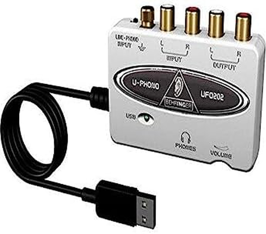 UFO202-BK USB Audio Interface Vinyl Recording Bundle, Black