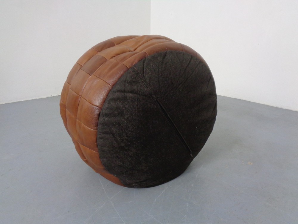 Vintage Patchwork Leather Footstool 60S