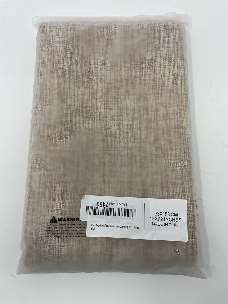 NEW Alsoo Beige Linen Table Runner 13x72