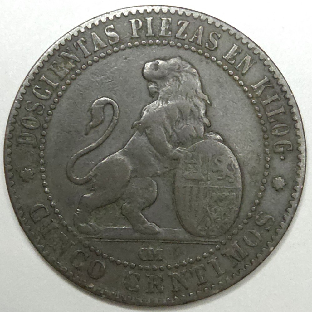 1870 Spain 5 Centimos (Lot#2)
