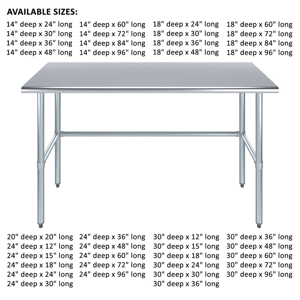 Open Base Stainless Steel Work Table