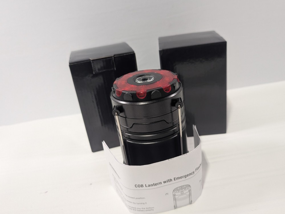 Securebrite COB Pop Up Lantern Black with Emergency Flashlight Magnetic Base