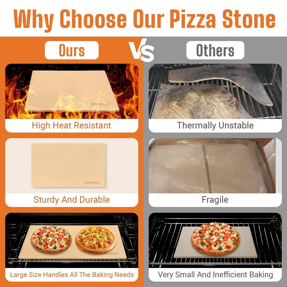 22 Inch Extra Large Rectangular Pizza Stone for Oven & Grill, Cordierite Baki...