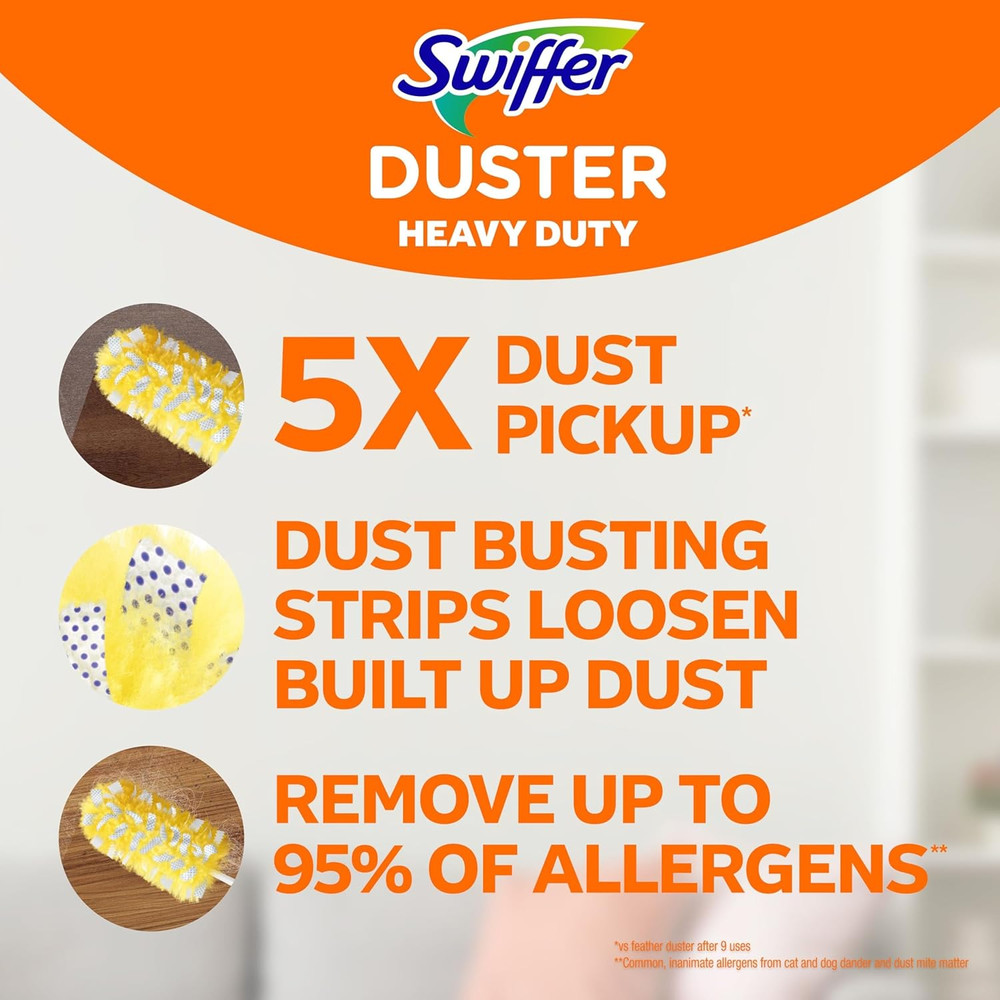 Heavy Duty Duster Kit with Extendable Handle, 3 Refills, Ceiling Fan Vent Hard t