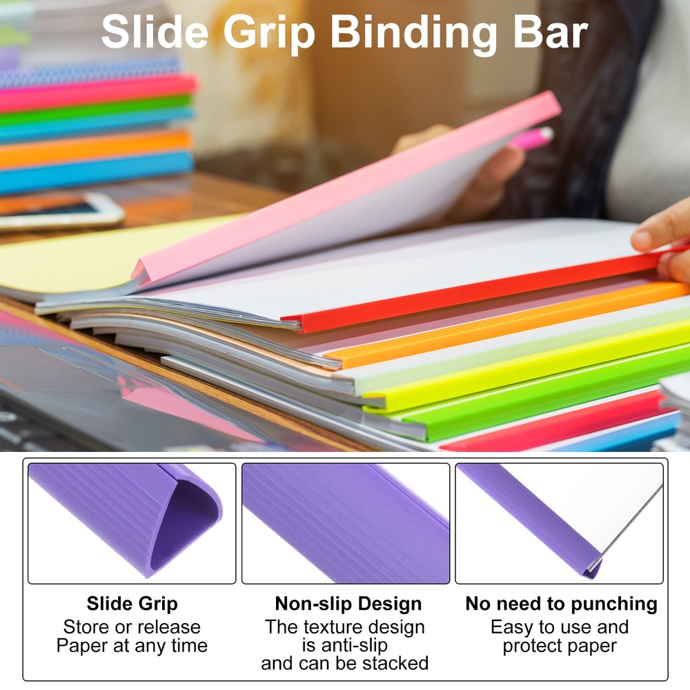 30Pcs 13x15mm Binding Bars, 120 Sheets Capacity, Purple