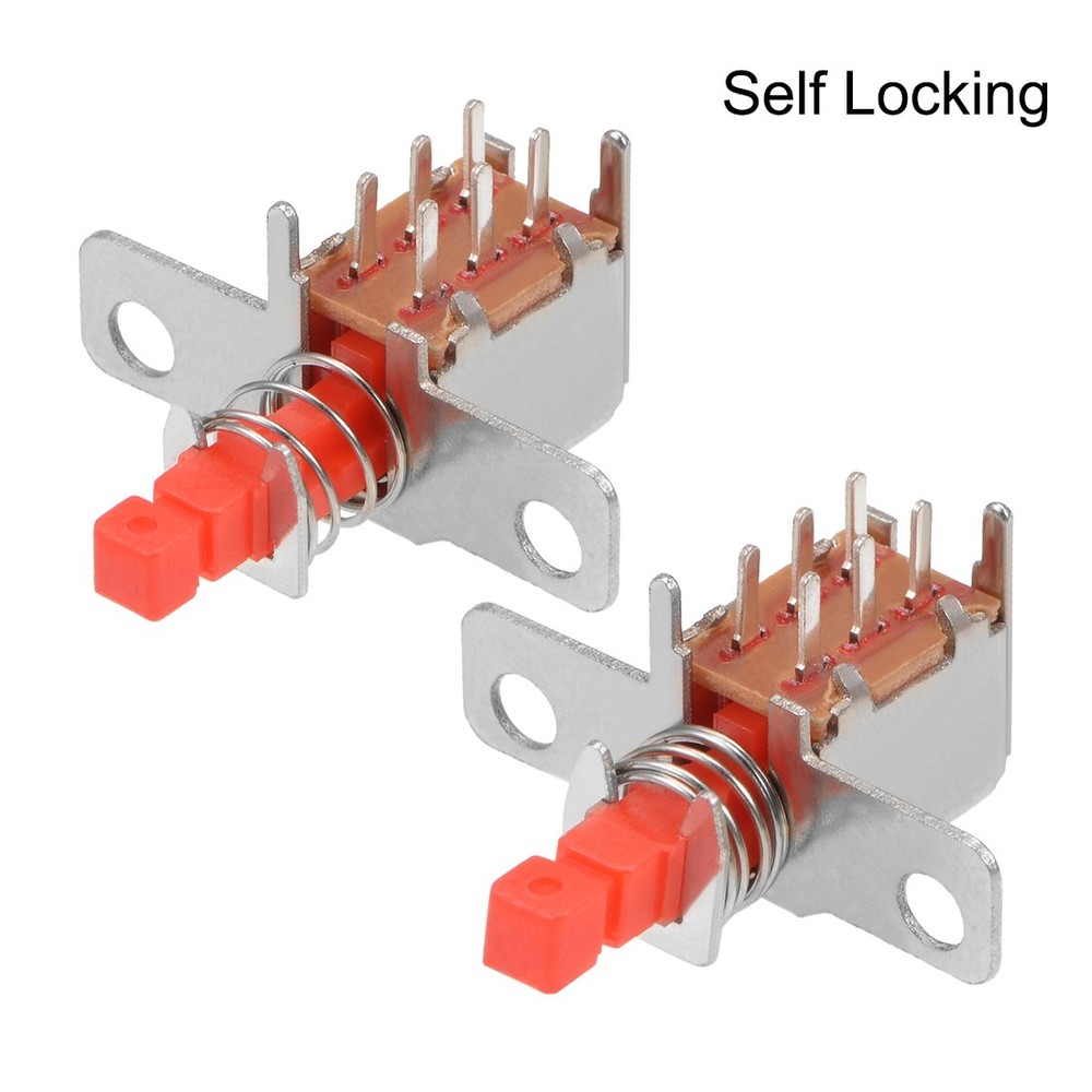 Push Button Switch, DPDT 6 Pin 1 Position Self-Locking Red 15pcs