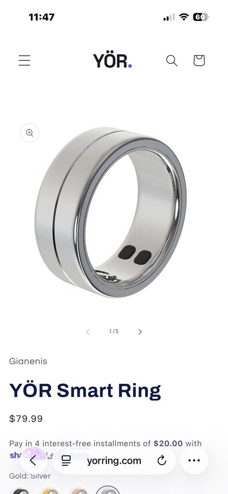 YOR Smart Ring by LetsFit – Silver Size 6 – Open Box Unused – iOS/Android