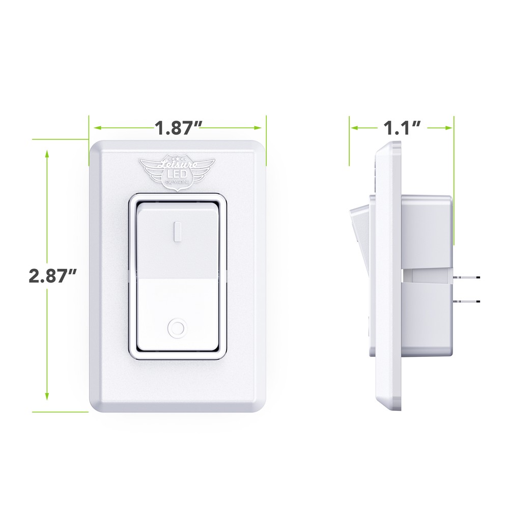 Single 1-Gang On-OFF 12 volt White Light Switch - RV Camper Trailer Marine Boat