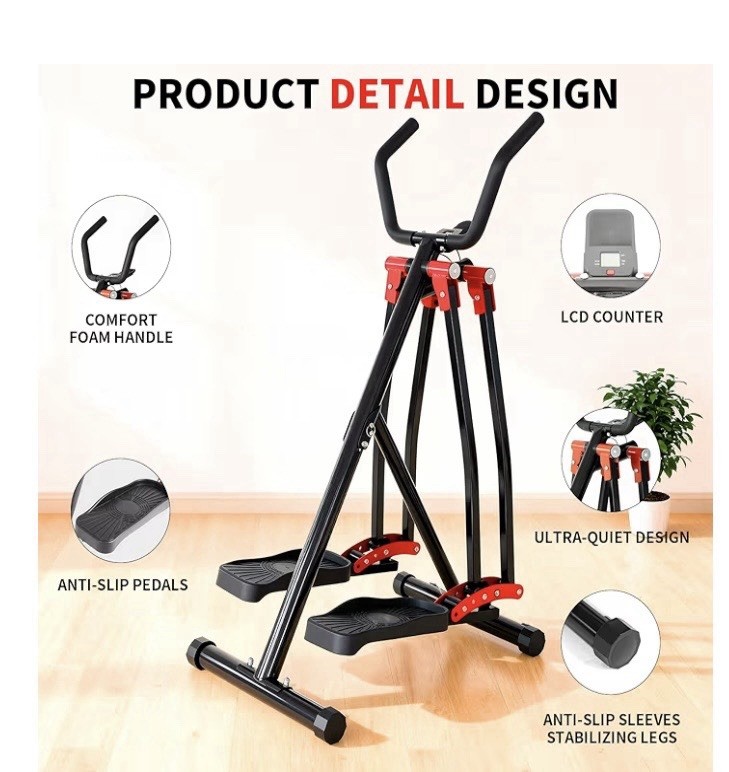 GONGDUN Stepper Exercise Machine Black LCD Display Space-Saving 330 lb Capacity