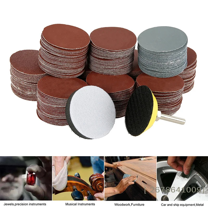 Assorted Grit Sandpaper Set - 2" Round Sanding Discs for Drill Grinder, Ideal fo