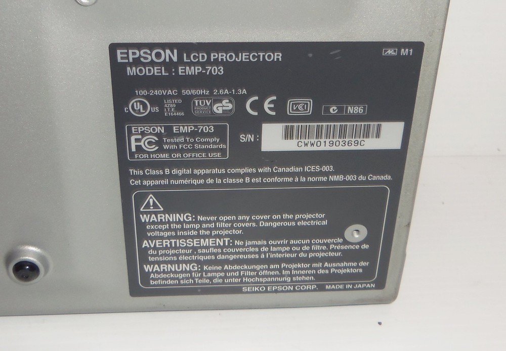 Epson Powerlite Multimedia Projector Model 703c