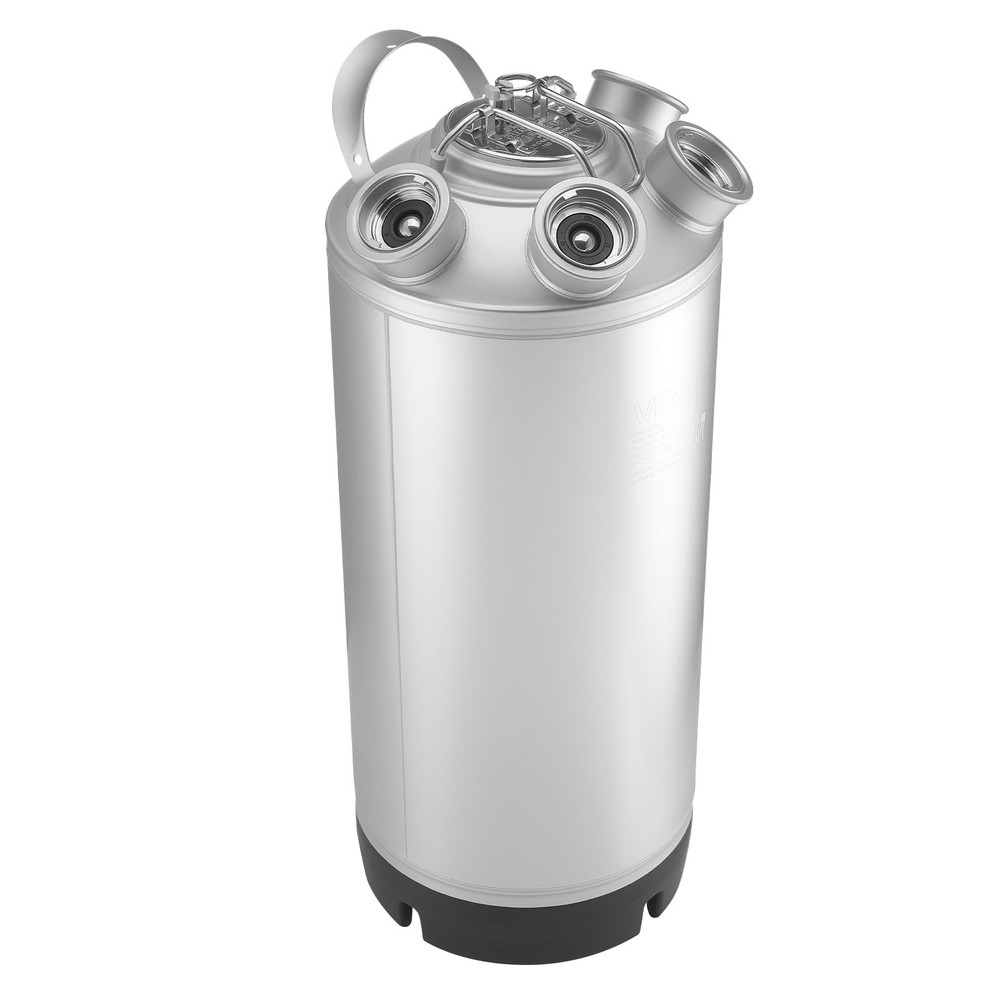 VEVOR Cleaning Keg 5 Gallon Beer Lines Cleaner with 4 D Couplers & Rubber Base