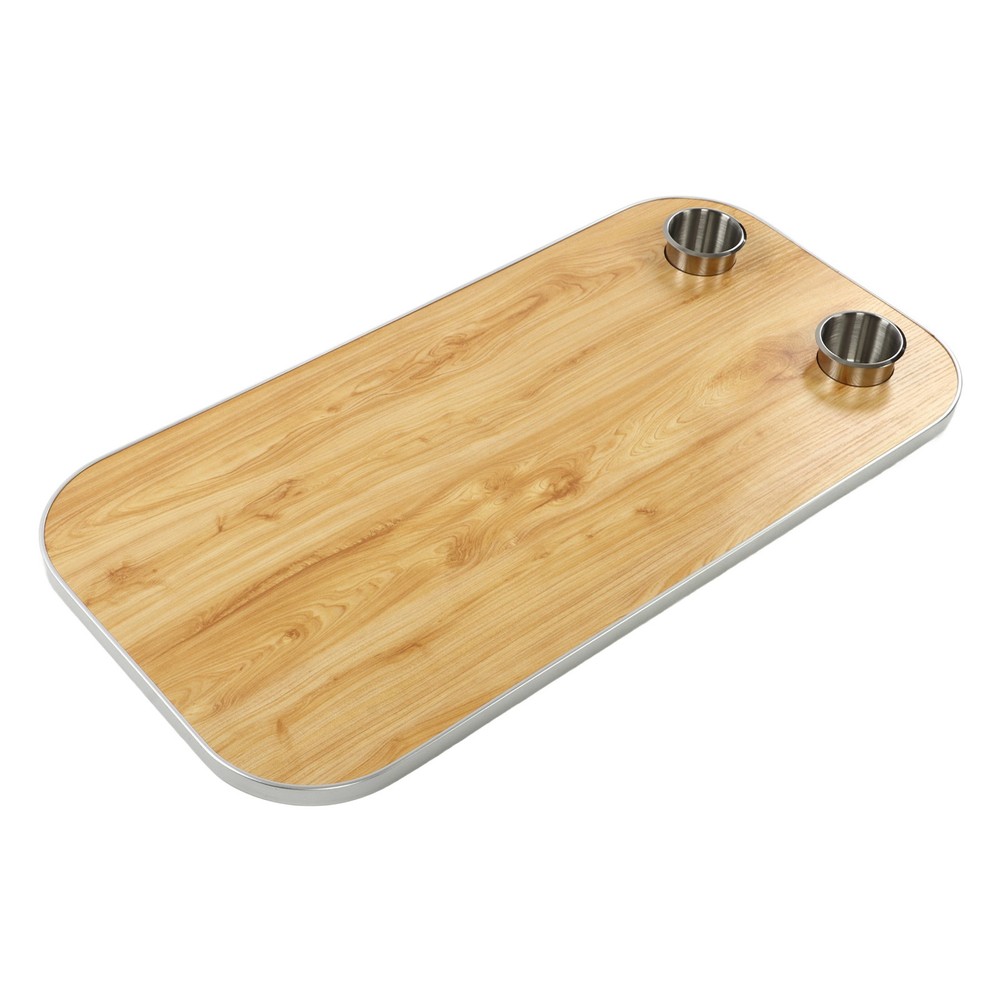 Boat Table Top With 2 Cup Holders Solid Wood Removable Desktop Panel For Caravan