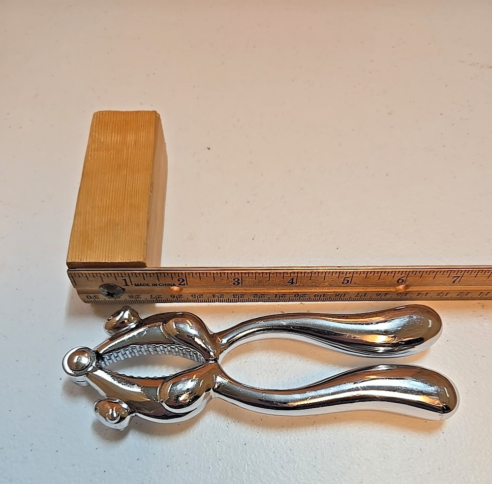 Vintage Squirrel Shaped Silver Tone Metal Nutcracker