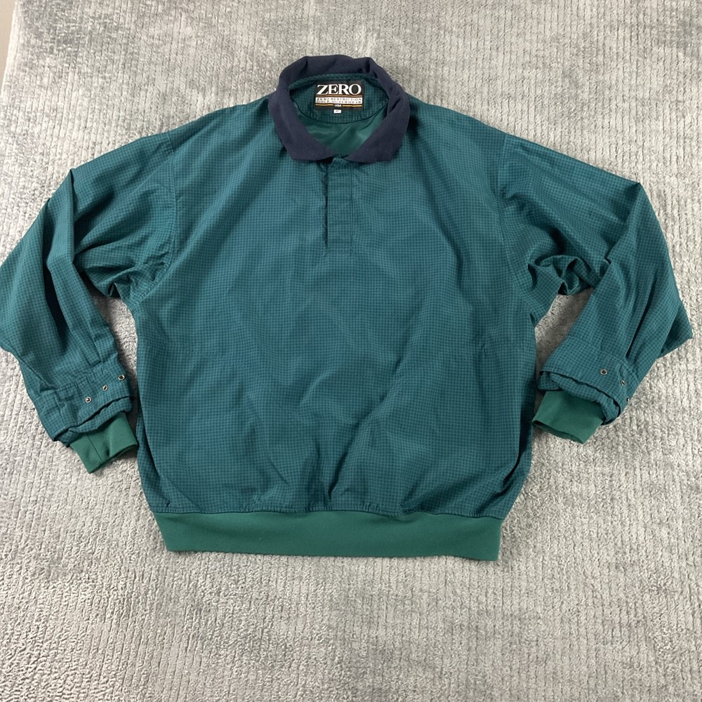 Zero Restriction Jacket Mens XL Green Houndstooth Windbreaker Golf Pullover
