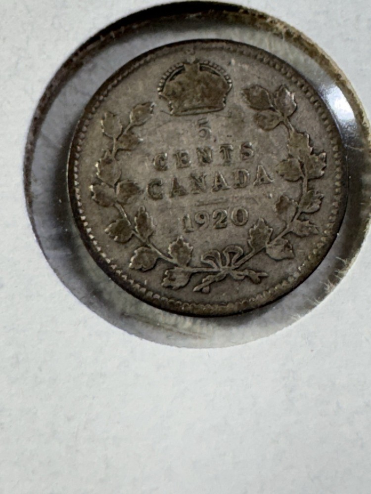 1920 Canada 5 Cents Silver Coin