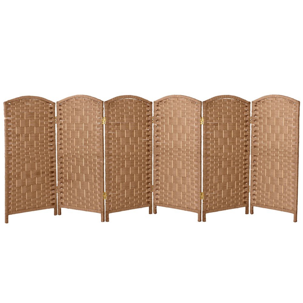 3 ft. Short Diamond Weave Fiber Folding Screen - Natural - 6 Panel