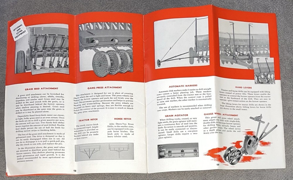 John Deere Color Brochure Model B Grain Drill 1950’s