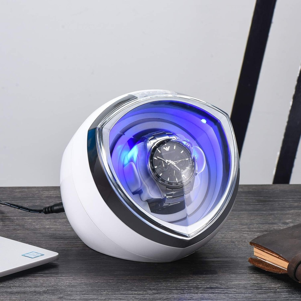 Single Automatic Watch Winder with Quiet Motor, 4 Rotation Mode Settings, Sui...