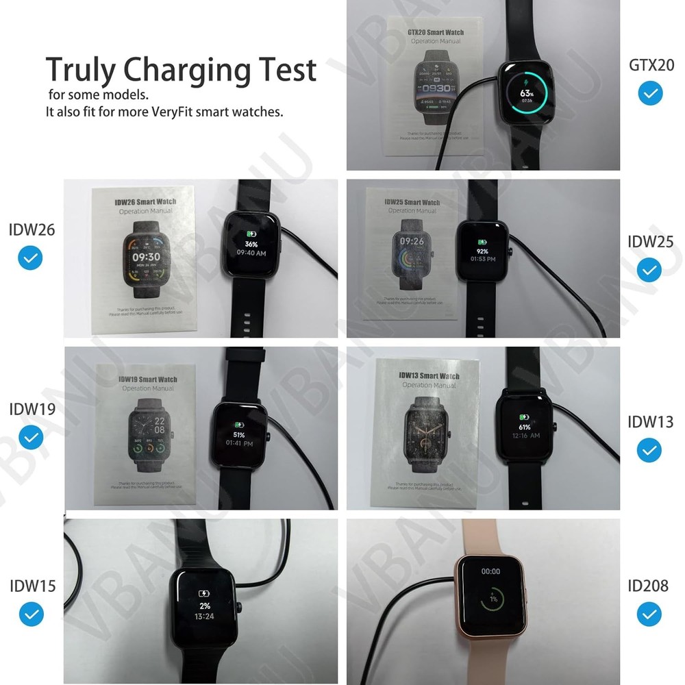VeryFit Smartwatch Magnetic USB Charging Cable 3.3FT Replacement