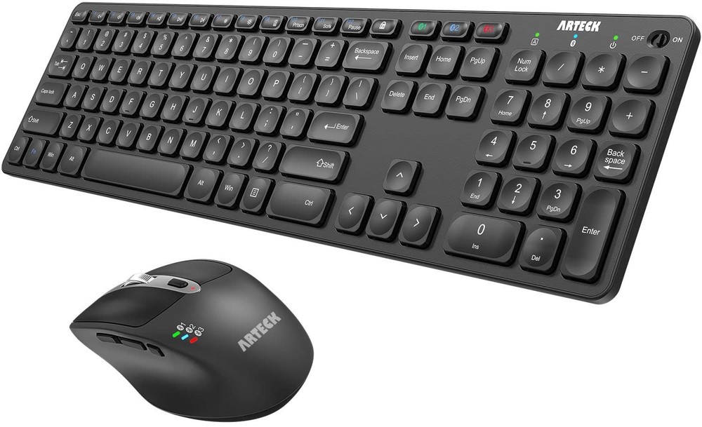 Universal Multi-Device Bluetooth Keyboard and Mouse Full Size Wireless Blueto...