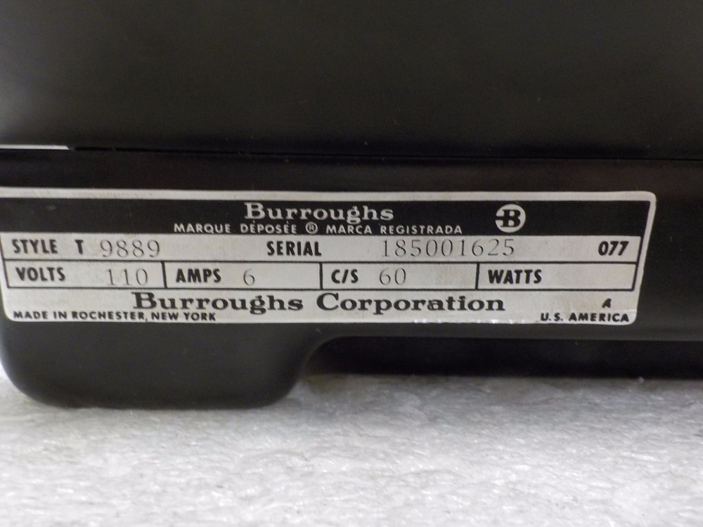 Vintage Burroughs Adding Machine T9889 - FOR PARTS