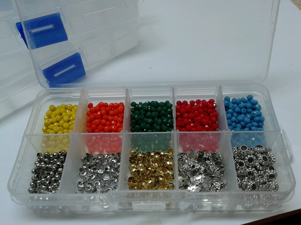 2pcs Clear Plastic Craft Organizer Storage Box with 10 Adjustable Compartments