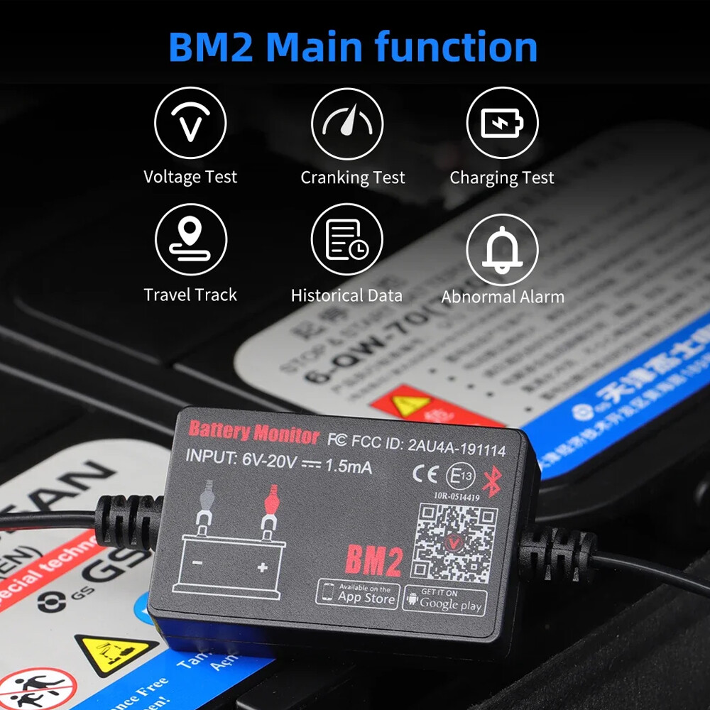 Battery Tester Bluetooth Analyzer 12V Voltage Test Diagnostic Tool For Samsung