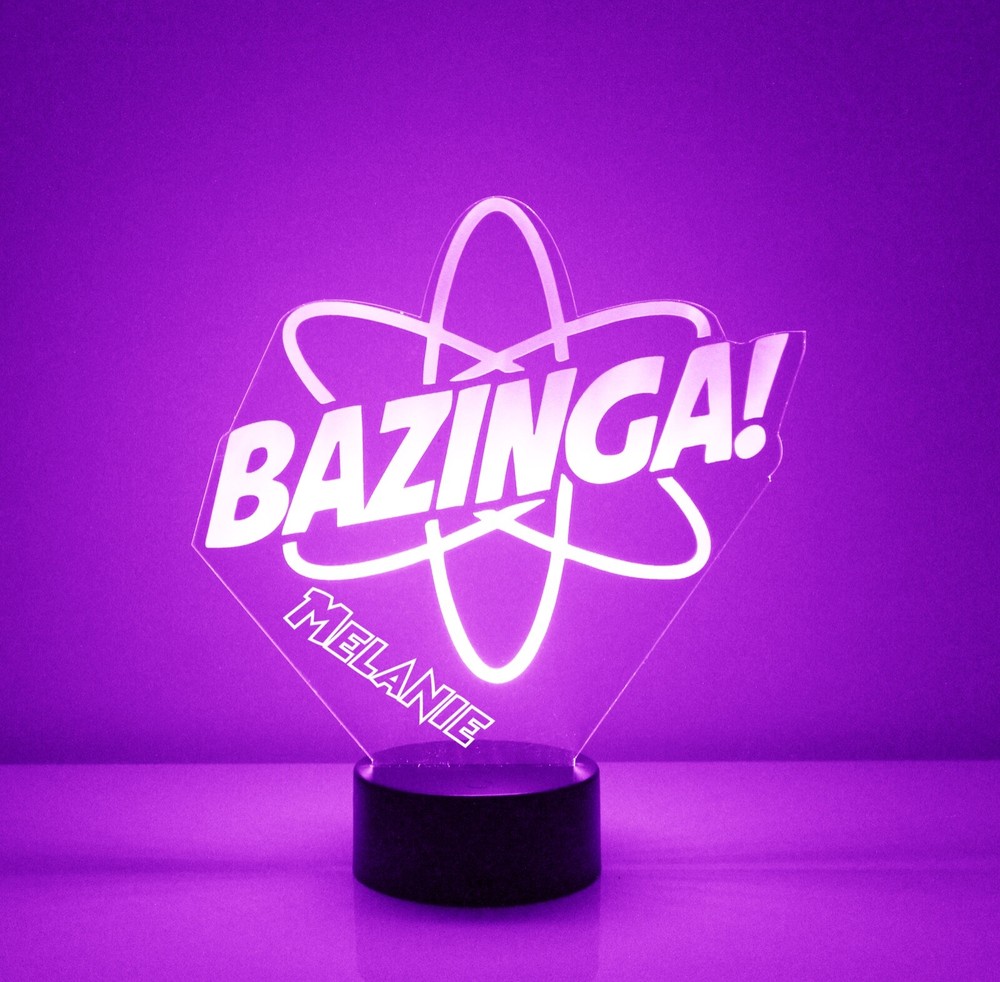 Bazinga Night Light, Personalized FREE, LED Night Lamp, w/Remote, Engraved Gift