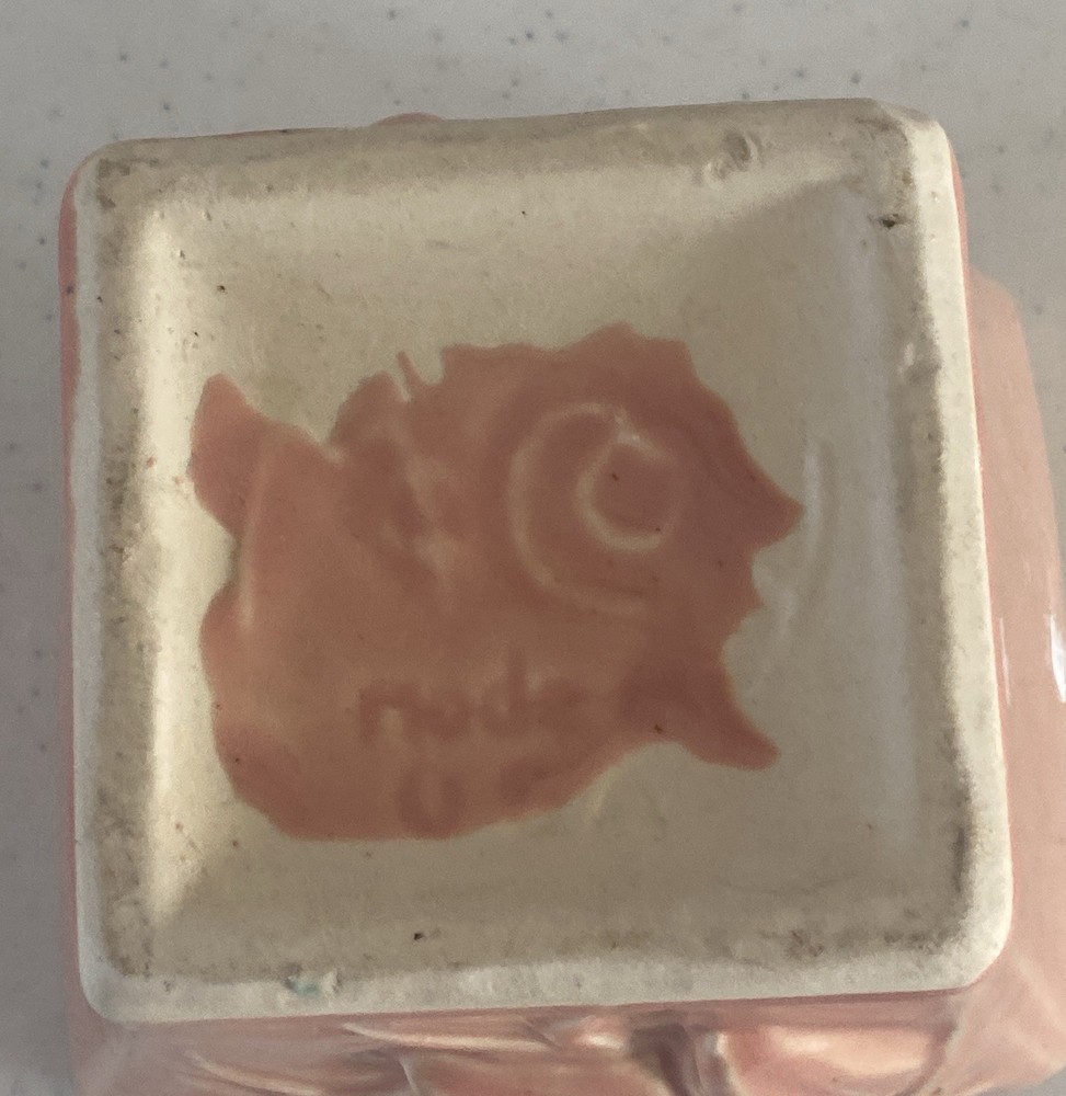 Vintage McCoy Peach Lily Bud Square Planter