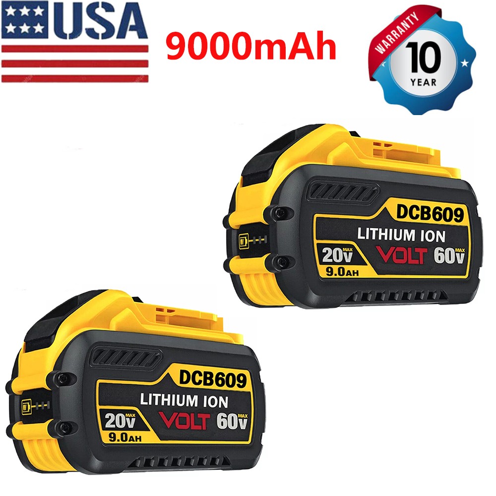 4PC 9Ah 20V/60V MAX Replacement for DEWALT Battery Lithium DCB615 DCB606 Tool