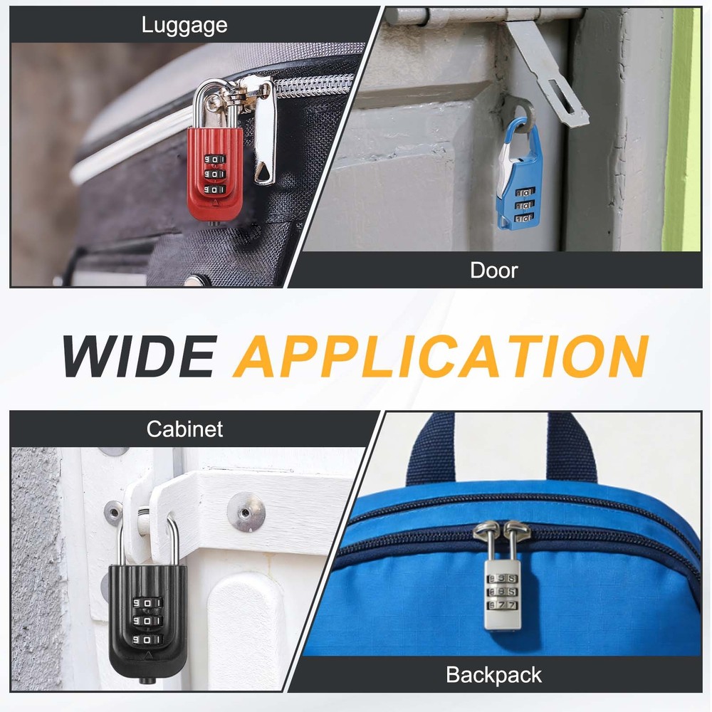 Resettable 3 Digit Combination Lock Code Padlock, Blue (65 x 30mm)