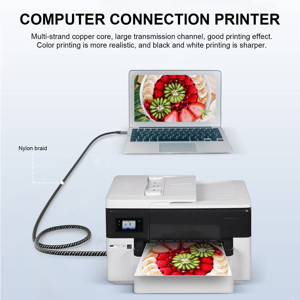 MOSWAG USB Printer Cable 10FT/3Meter Scanner 10FT/3Meter, Black