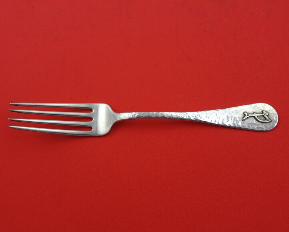 Antique Hammered by John Bellis Sterling Silver Regular Fork Applied "P" 6 5/8"