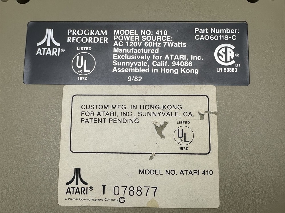 ATARI 410 Data Cassette PROGRAM RECORDER for ATARI 8-Bit Home Computers 400/800