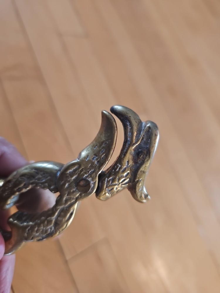 ORNATE Brass Eagle Bird Head Handheld Nutcracker VINTAGE