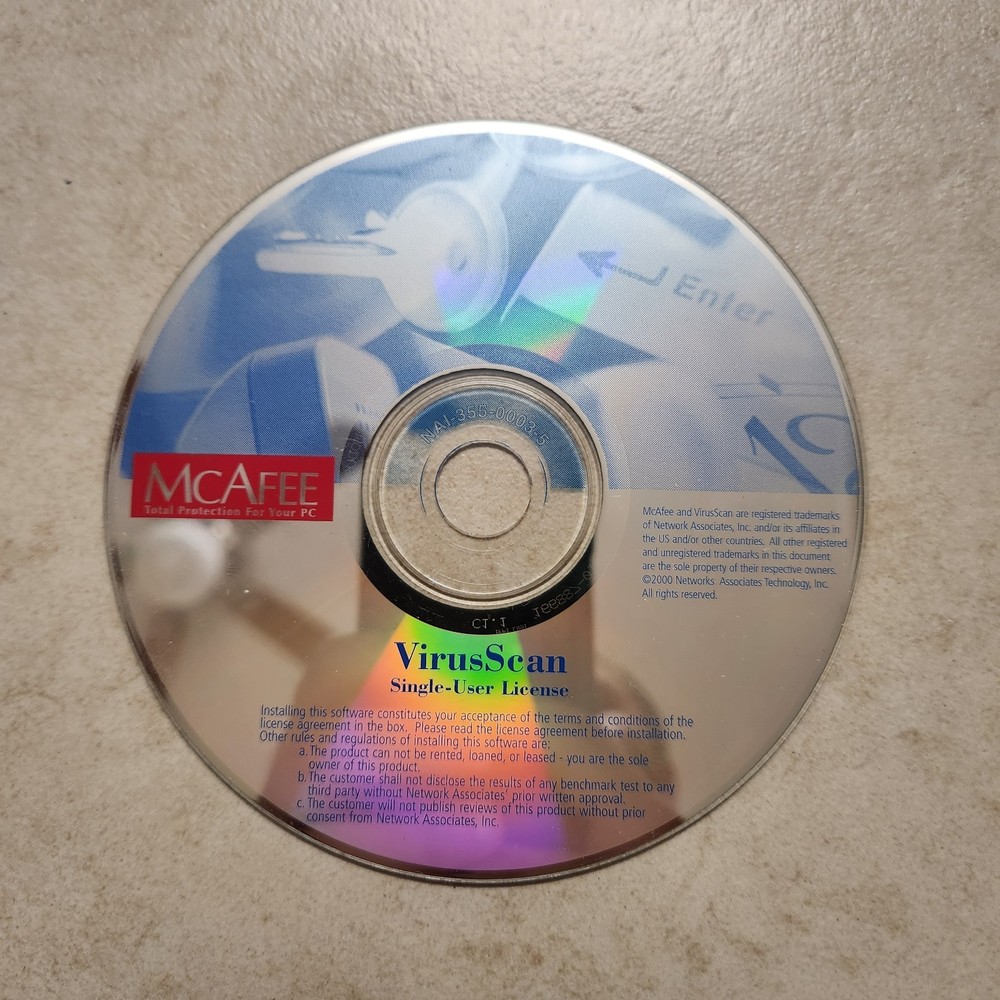 McAfee Virus Scan Anti-virus Vintage CD Software (PC; 2000) #1960