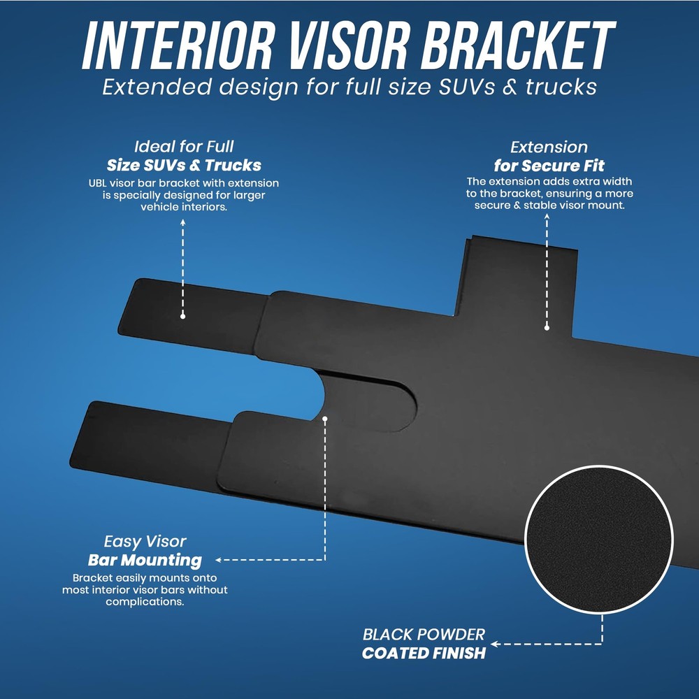 Interior Visor Bracket with Extension for Full-Size SUVs & Trucks - Adjustabl...