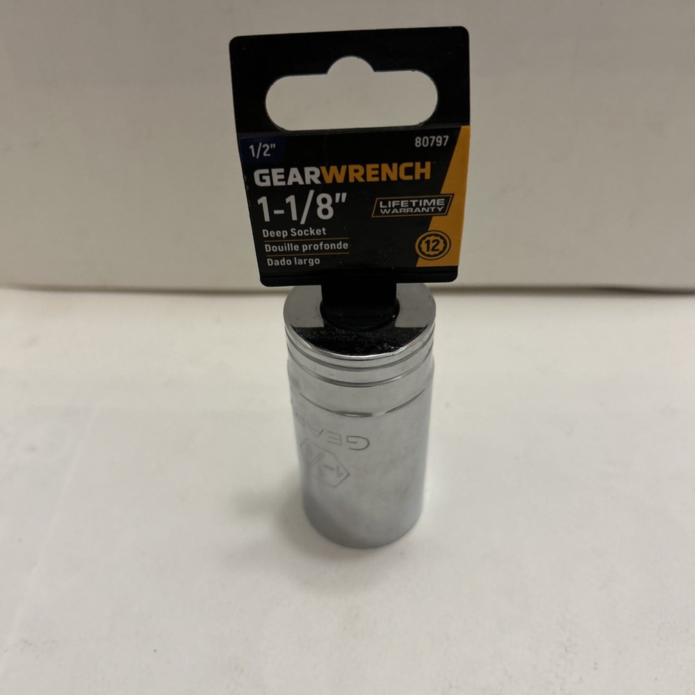 GEARWRENCH 1/2" Drive 12 Point SAE Socket 1-1/8" Deep, 80797