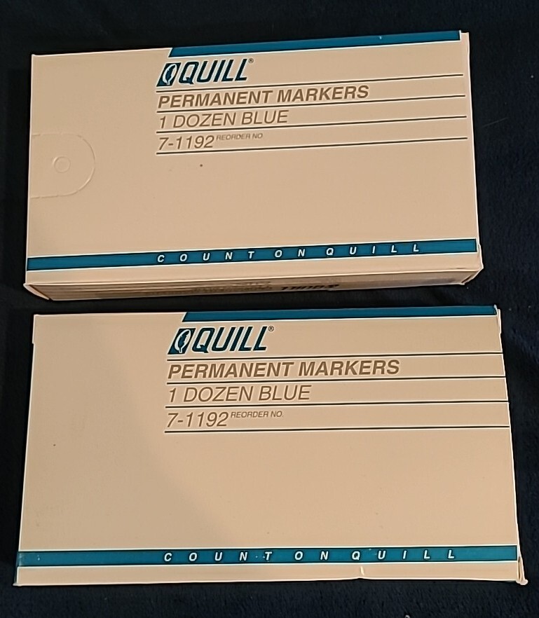 Quill Permanent Markers, Chisel Tip, 1 Dozen Blue