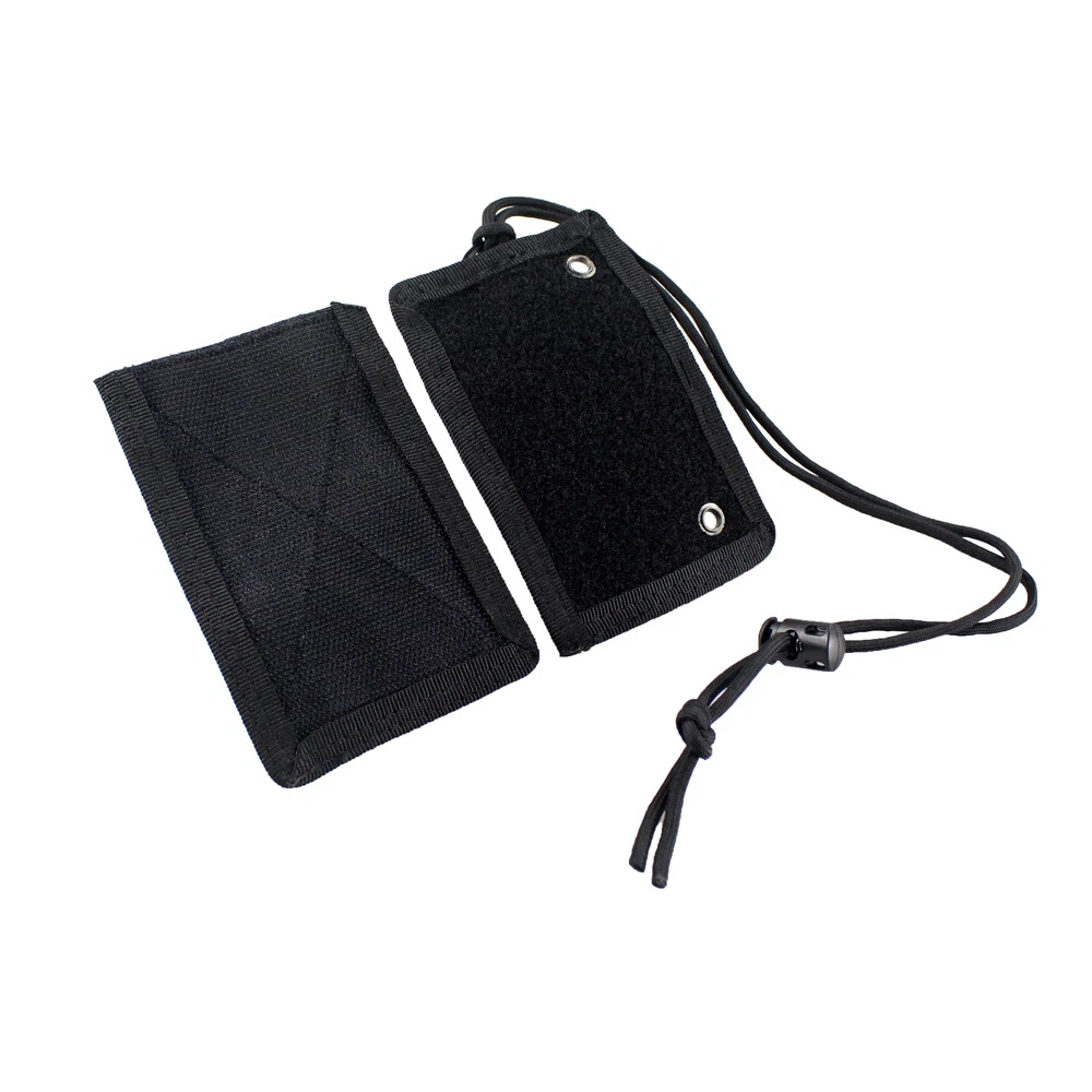 2x Black Tactical ID Card Holder Hook&Loop Patch Badge Organizer Neck Lanyard