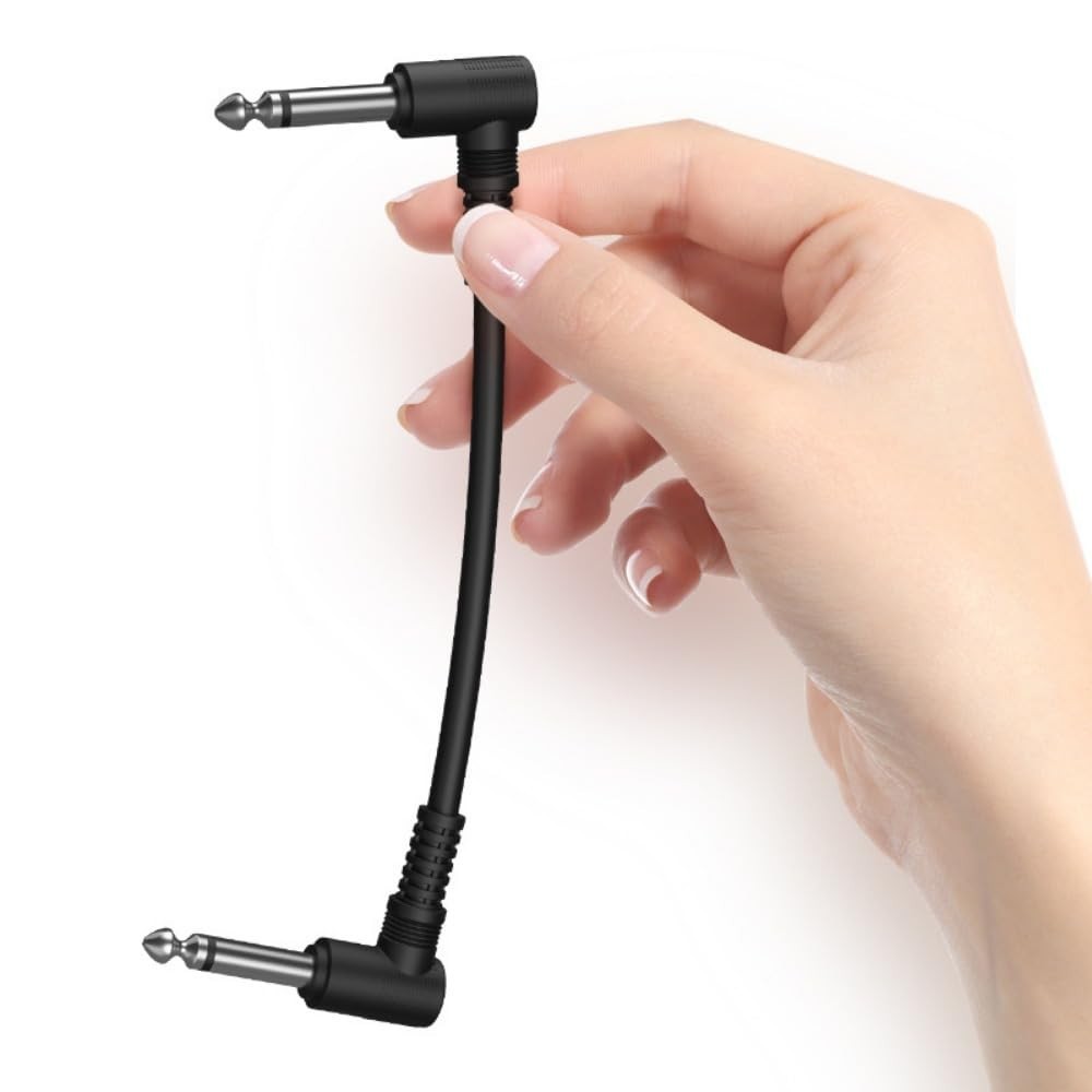 3 or 6 Pack 6 Inch Guitar Patch Cables, 1/4 Inch TS Right Angle Flat Patch Cable